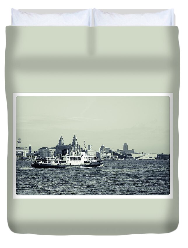 Liverpool Museum Duvet Cover featuring the photograph Mersey Ferry by Spikey Mouse Photography