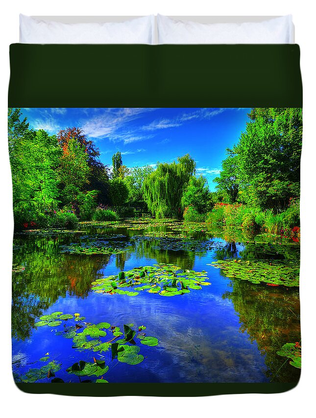 Monet Duvet Cover featuring the photograph Monet's lily pond #2 by Midori Chan