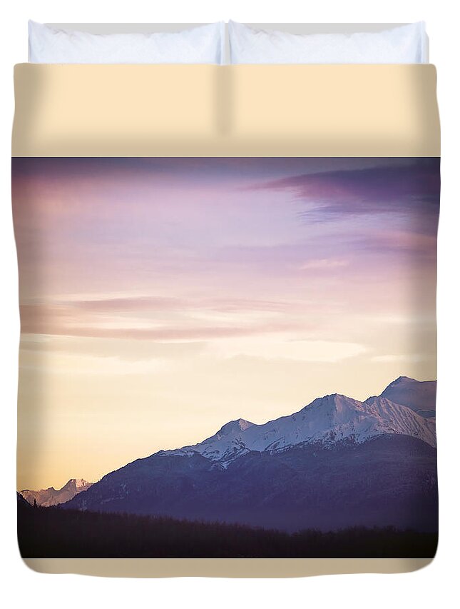 Alaska Duvet Cover featuring the photograph Mountain Sunset #2 by Michele Cornelius