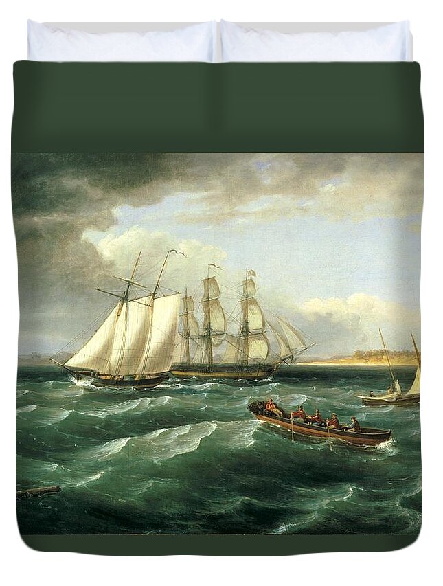 Mouth Of The Delaware Duvet Cover featuring the painting Mouth of the Delaware #3 by Thomas Birch