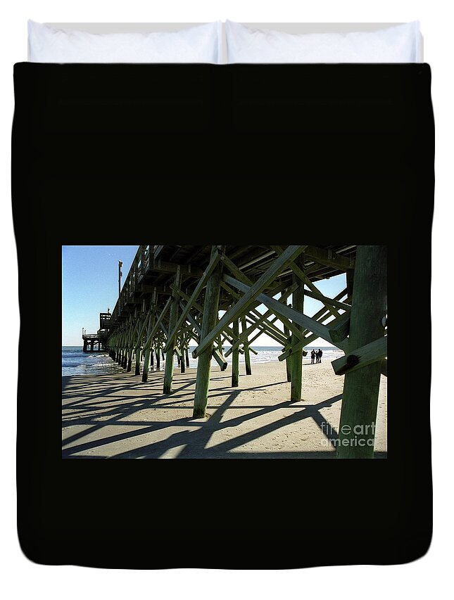 Myrtle Beach Pier Duvet Cover featuring the photograph Myrtle Beach Pier #1 by Allen Beatty