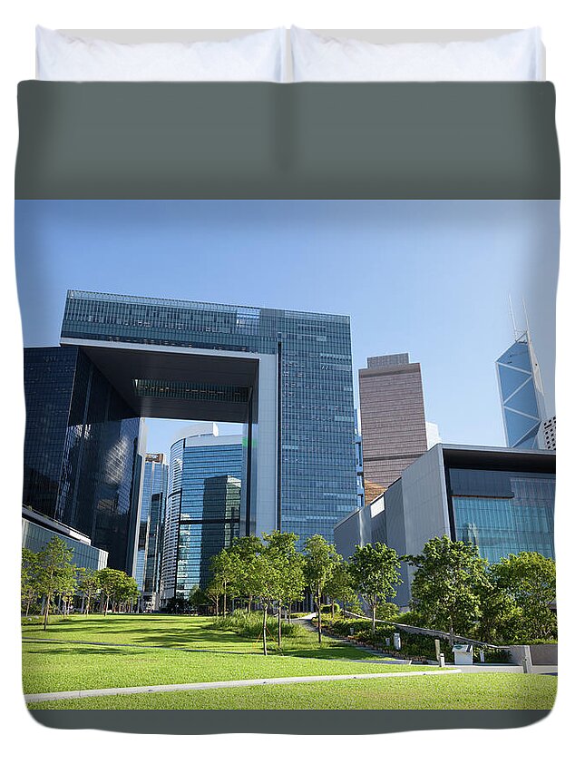 Chinese Culture Duvet Cover featuring the photograph New Central Government Complex #1 by Winhorse