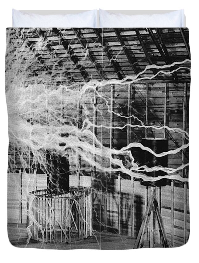 Science Duvet Cover featuring the photograph Nikola Tesla Serbian-american Inventor #2 by Science Source