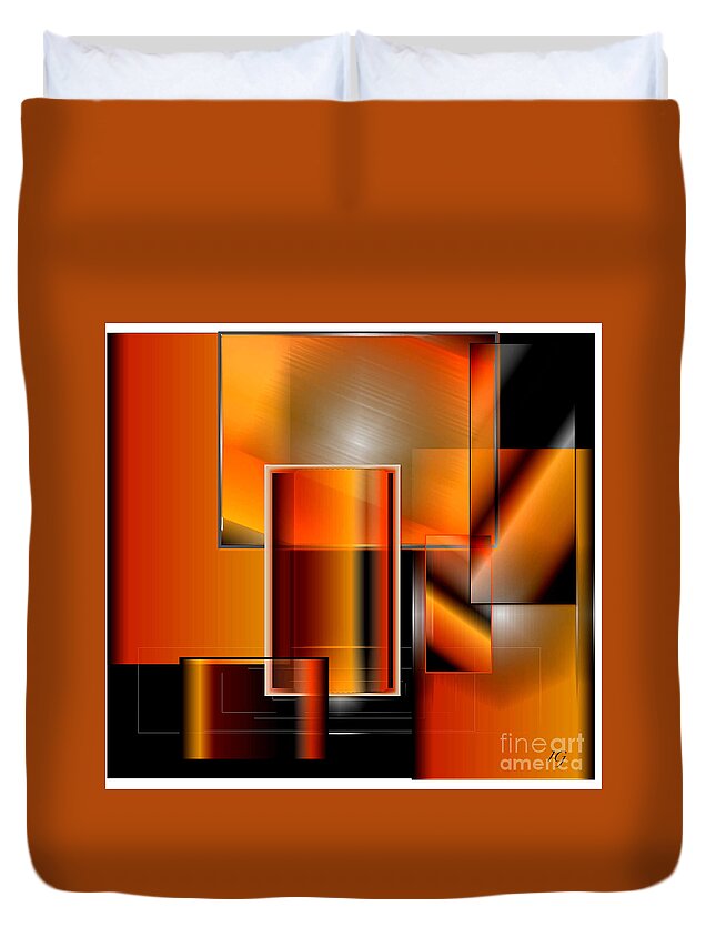 Squares Duvet Cover featuring the digital art Orange by Iris Gelbart