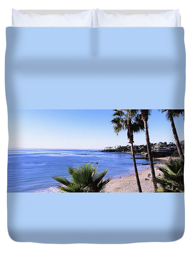 Photography Duvet Cover featuring the photograph Palm Trees On The Beach, Laguna Beach #1 by Panoramic Images