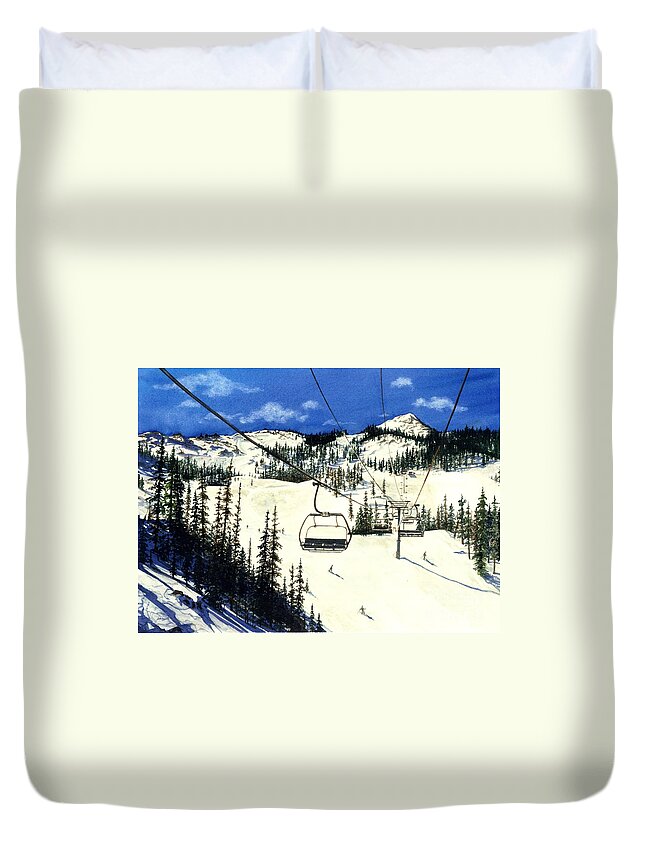 Ski Lift Duvet Cover featuring the painting Paradise Bowl #2 by Barbara Jewell