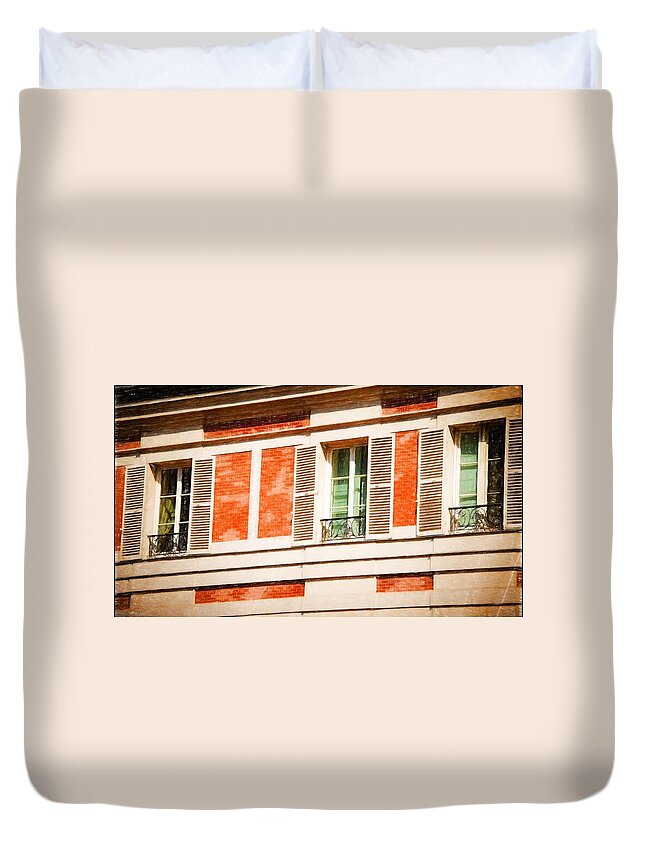 Paris Duvet Cover featuring the photograph Paris Windows #1 by Bill Howard