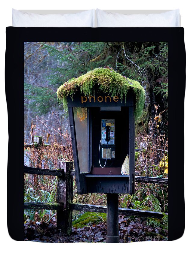Nature Duvet Cover featuring the photograph Phone Booth, Hoh Rainforest #1 by Mark Newman