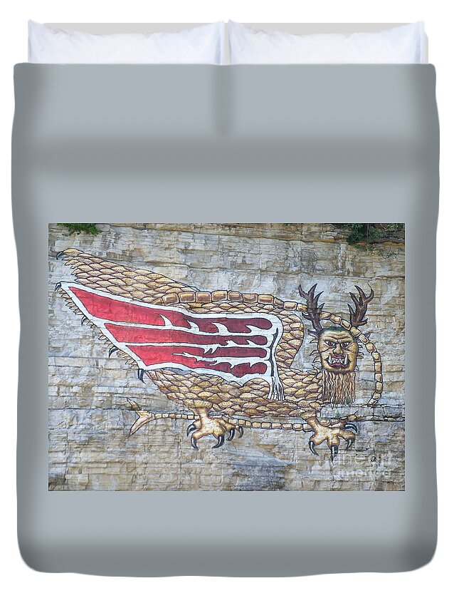  Duvet Cover featuring the photograph Piasa Bird by Kelly Awad