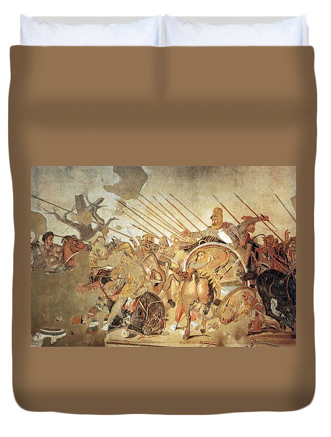 Archeology Duvet Cover featuring the photograph Pompeii, Alexander Mosaic, Battle #1 by Science Source