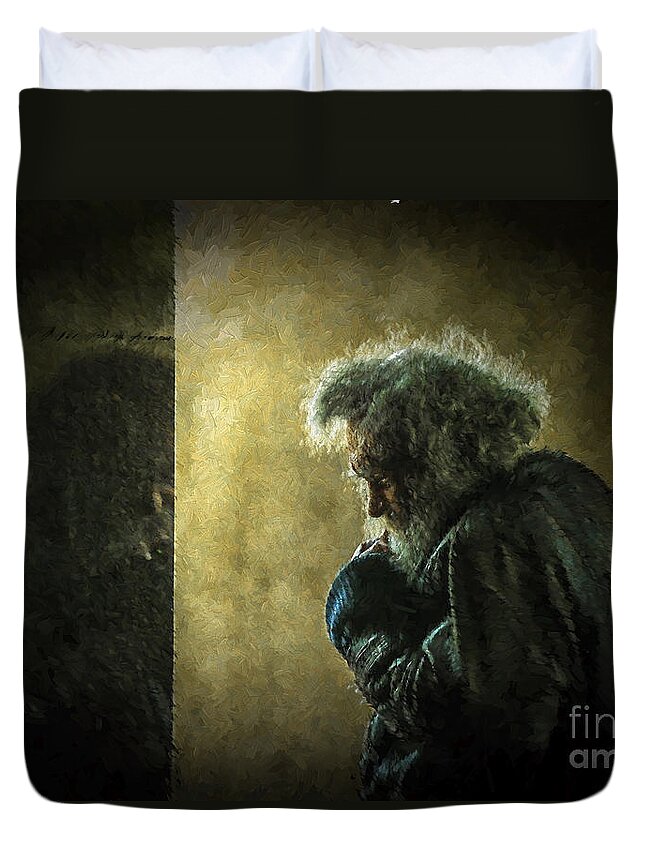 Homeless Duvet Cover featuring the photograph Portrait of the homeless by Sheila Smart Fine Art Photography