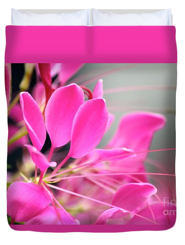Pink Flowers Duvet Cover featuring the photograph Pretty in pink by Deena Withycombe
