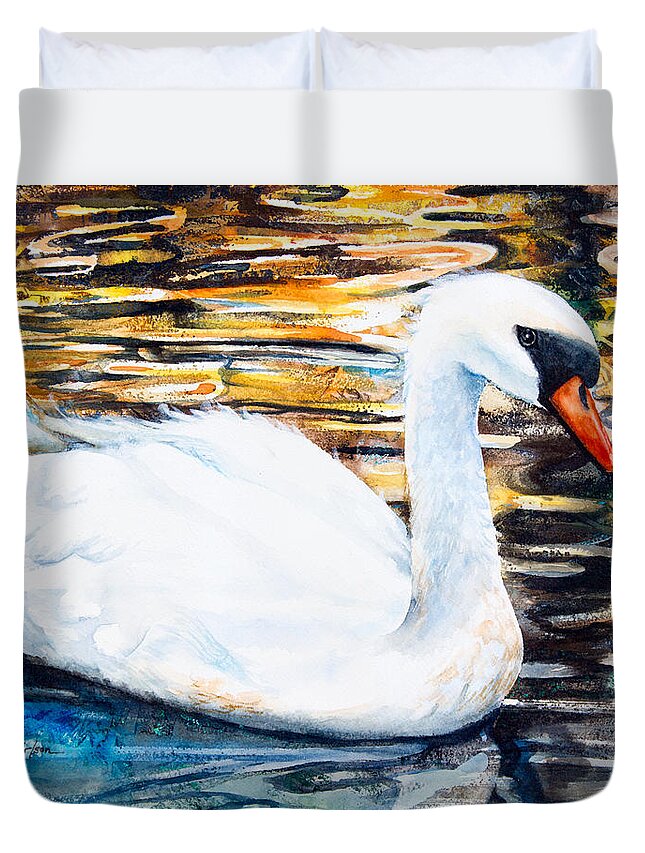 Swan Duvet Cover featuring the painting Prince of Swans #1 by Patricia Allingham Carlson