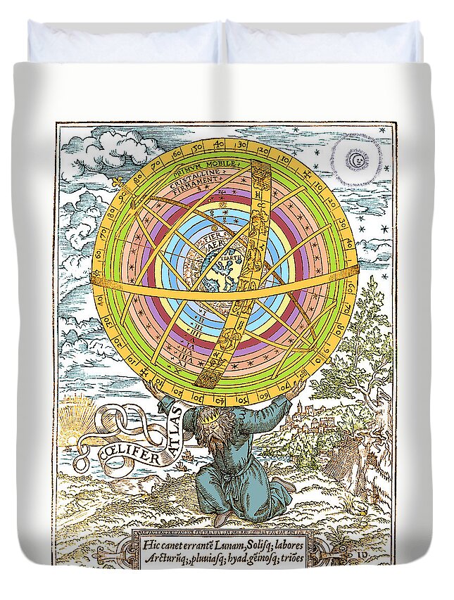 Science Duvet Cover featuring the photograph Ptolemaic System, Geocentric Model, 1531 #1 by Science Source