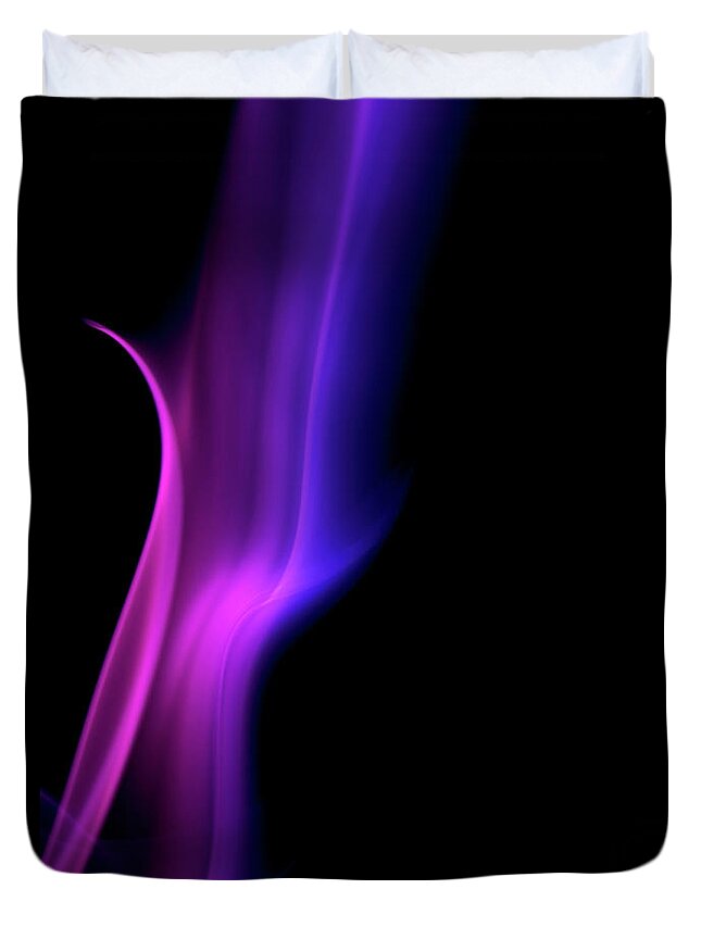 Purple Duvet Cover featuring the photograph Purple Smoke On A Black Background #1 by Gm Stock Films