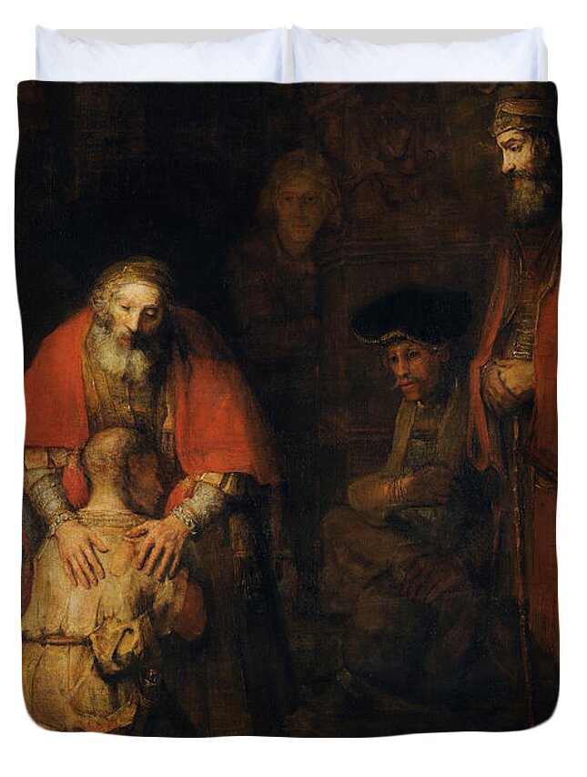 1665 Duvet Cover featuring the painting Return of the Prodigal Son by Rembrandt van Rijn