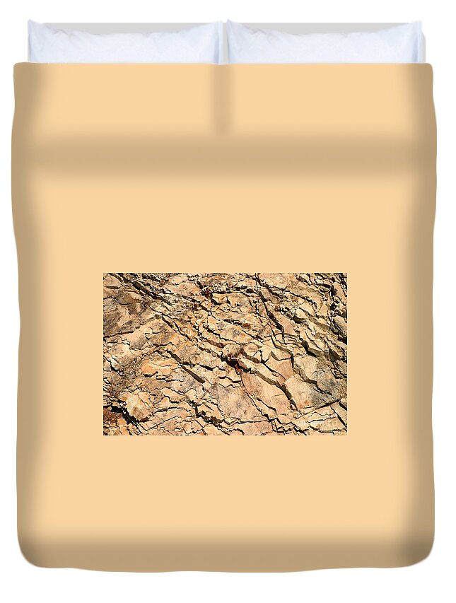 Abstract Duvet Cover featuring the photograph Rock Wall #1 by Henrik Lehnerer