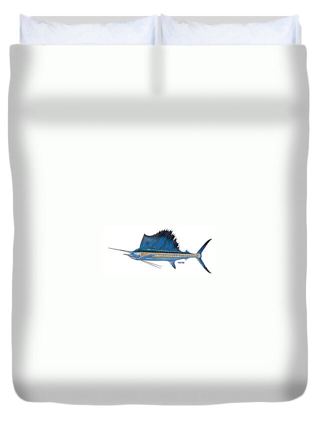 Sailfish Duvet Cover featuring the painting Sailfish #2 by Carey Chen