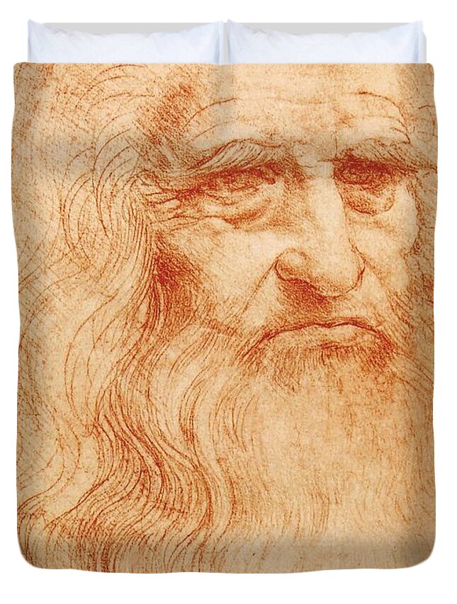 Turin Duvet Cover featuring the painting Self Portrait by Leonardo da Vinci
