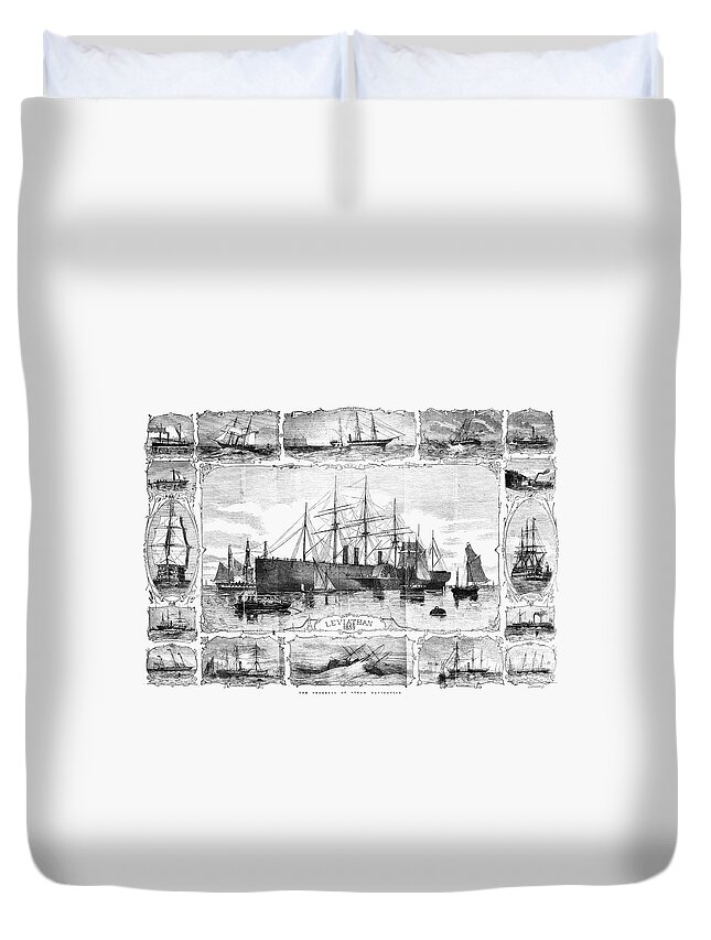 1858 Duvet Cover featuring the painting Ships Great Eastern, 1858 #1 by Granger