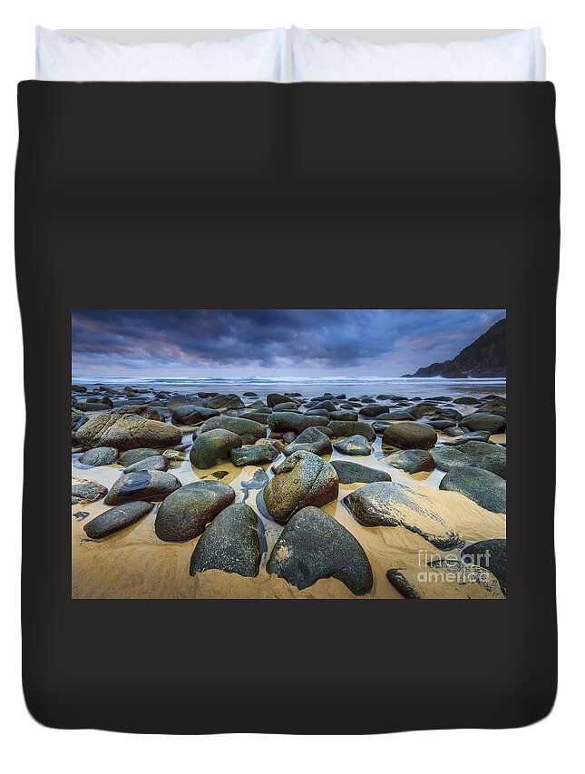 Campelo Duvet Cover featuring the photograph Solitude Campelo Beach Galicia Spain #1 by Pablo Avanzini