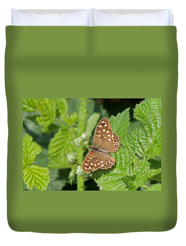 Speckled Wood Butterfly Duvet Cover featuring the photograph Speckled Wood Butterfly #1 by Tony Murtagh