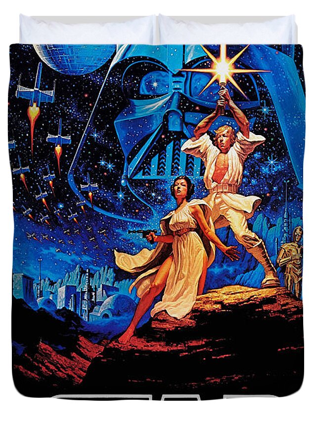 Star Duvet Cover featuring the drawing Star Wars by Farhad Tamim