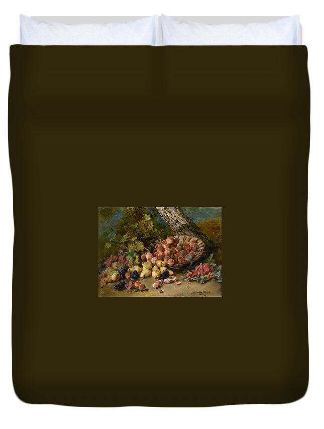 Still Life With Fruits Duvet Cover featuring the digital art Still Life with Fruits #1 by Madeleine Jeanne Lemaire 