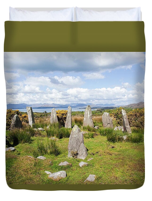 Grass Duvet Cover featuring the photograph Stone Circle #1 by Peter Zoeller / Design Pics
