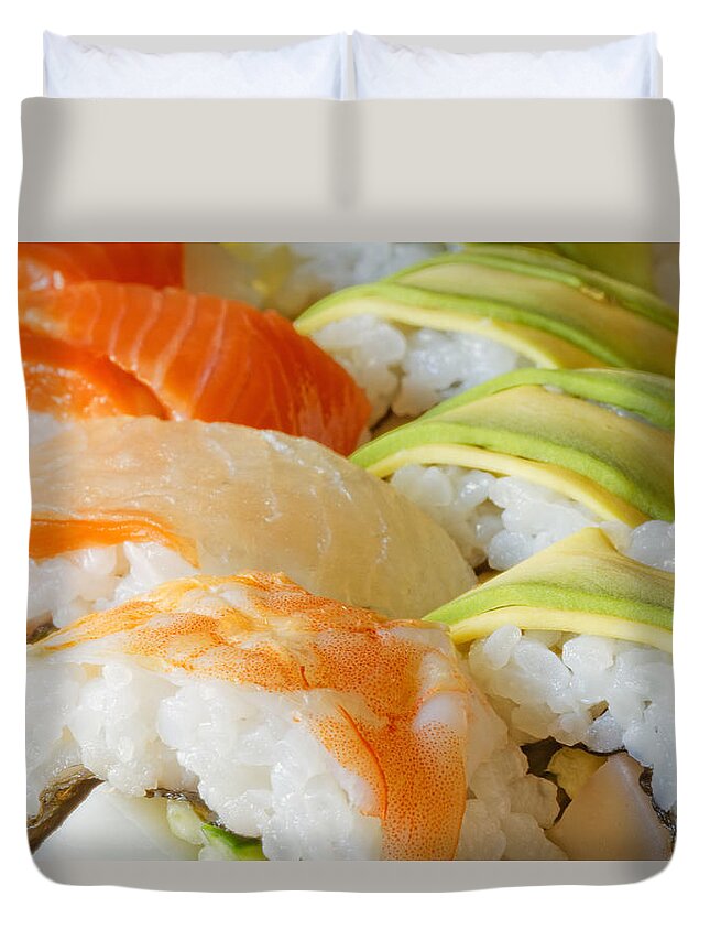 Appetizer Duvet Cover featuring the photograph Sushi #1 by Peter Lakomy