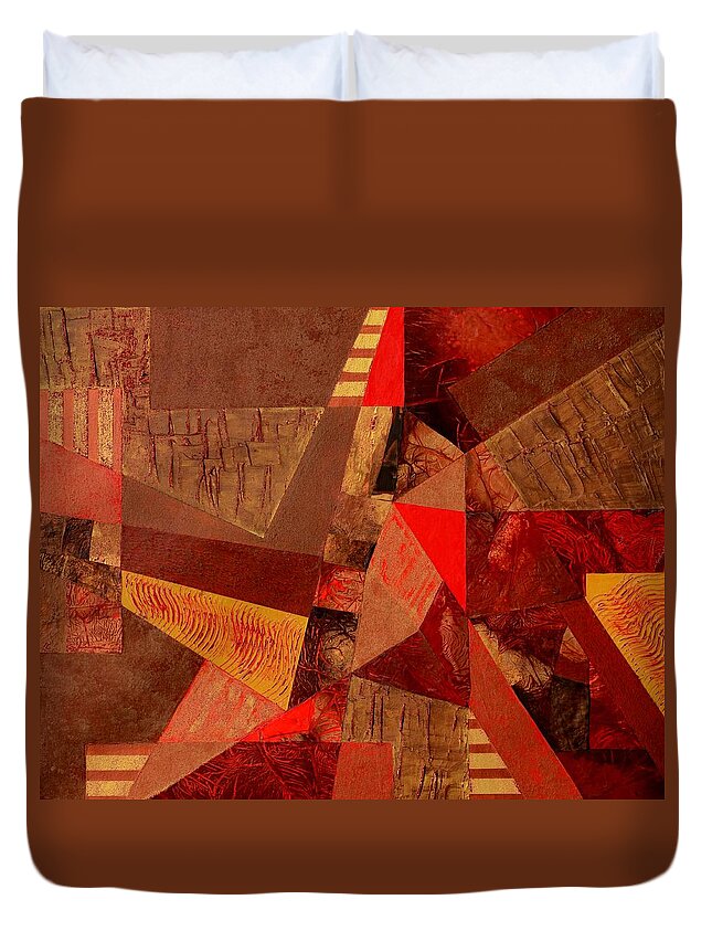 Red Duvet Cover featuring the painting Teamwork by Linda Bailey