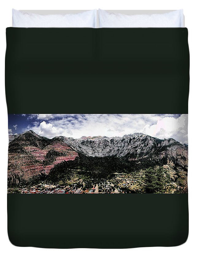 Telluride Colorado Canvas Print Duvet Cover featuring the photograph Telluride From The Air #2 by Lucy VanSwearingen