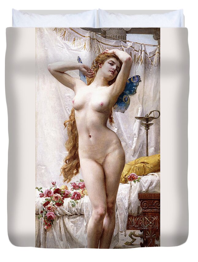 The Awakening Of Psyche Duvet Cover featuring the painting The Awakening of Psyche by Guillaume Seignac