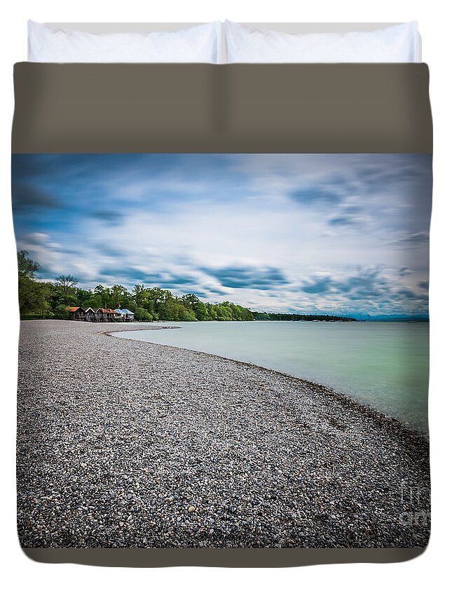 Ammersee Duvet Cover featuring the photograph The beach by Hannes Cmarits