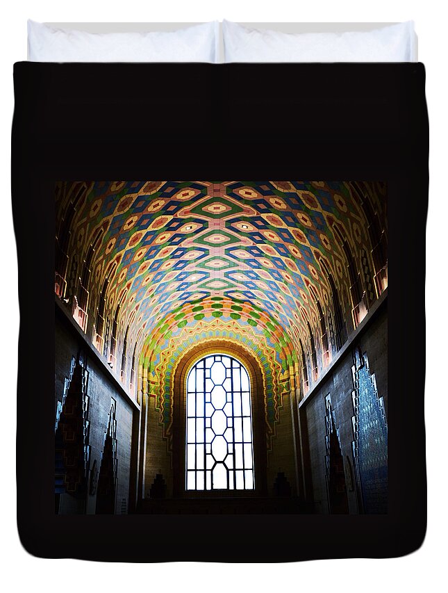 Architecture Duvet Cover featuring the photograph The Cathedral of Finance #2 by Natasha Marco