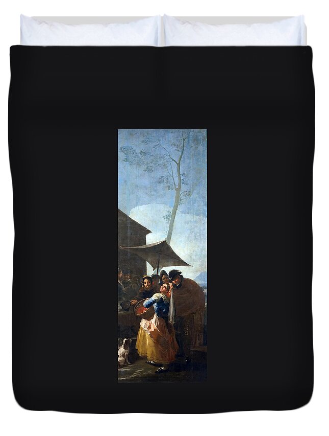 Francisco Goya Duvet Cover featuring the painting The Hawthorn Seller #1 by Francisco Goya