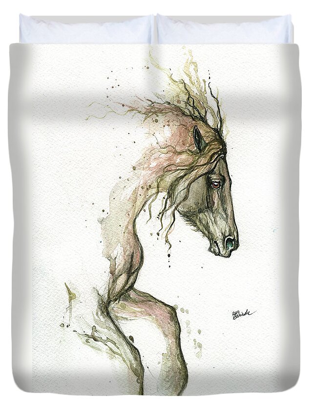 Horse Duvet Cover featuring the painting The Horse #1 by Ang El