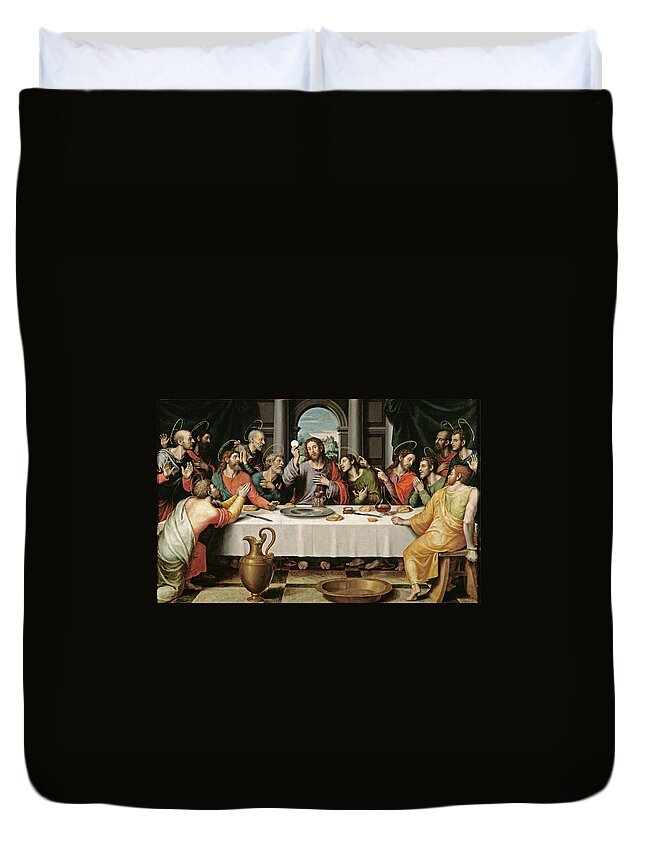 Juan De Juanes Duvet Cover featuring the painting The Last Supper #3 by Juan de Juanes
