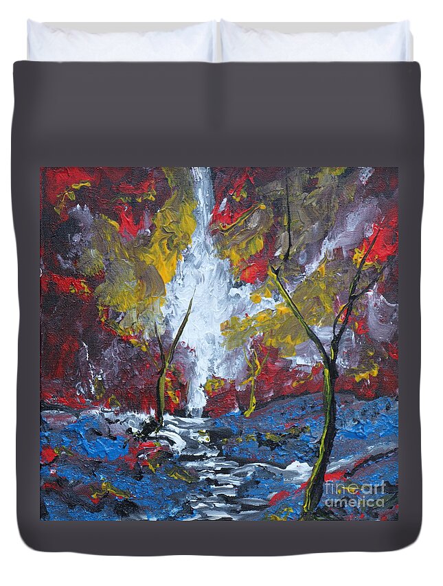 Landscape Duvet Cover featuring the painting The Stream Of Light #1 by Stefan Duncan