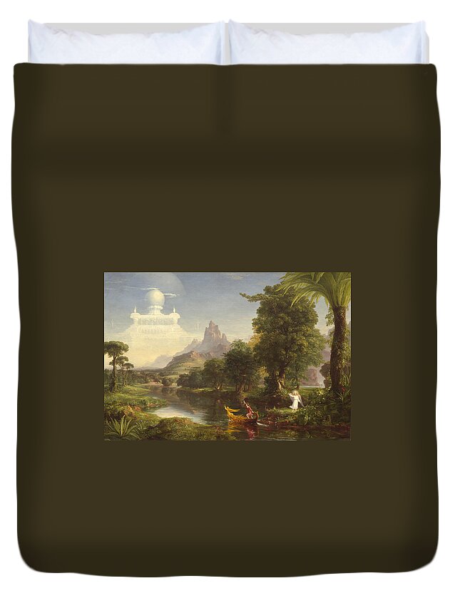 Thomas Cole Duvet Cover featuring the painting The Voyage Of Life Youth #1 by Thomas Cole