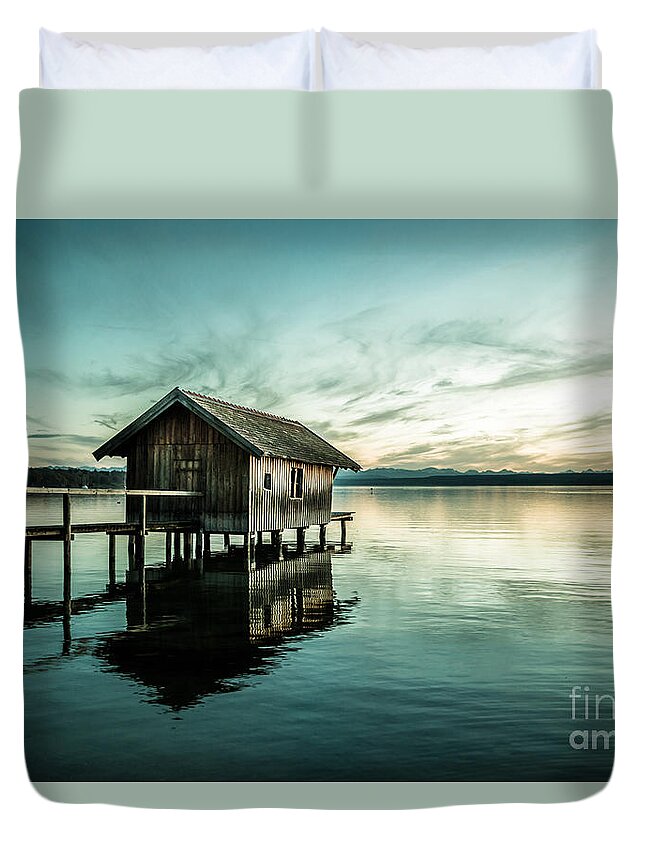 Ammersee Duvet Cover featuring the photograph The Waterhouse by Hannes Cmarits