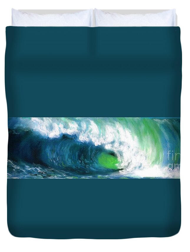 Waves Duvet Cover featuring the painting The Wave #1 by Frances Marino
