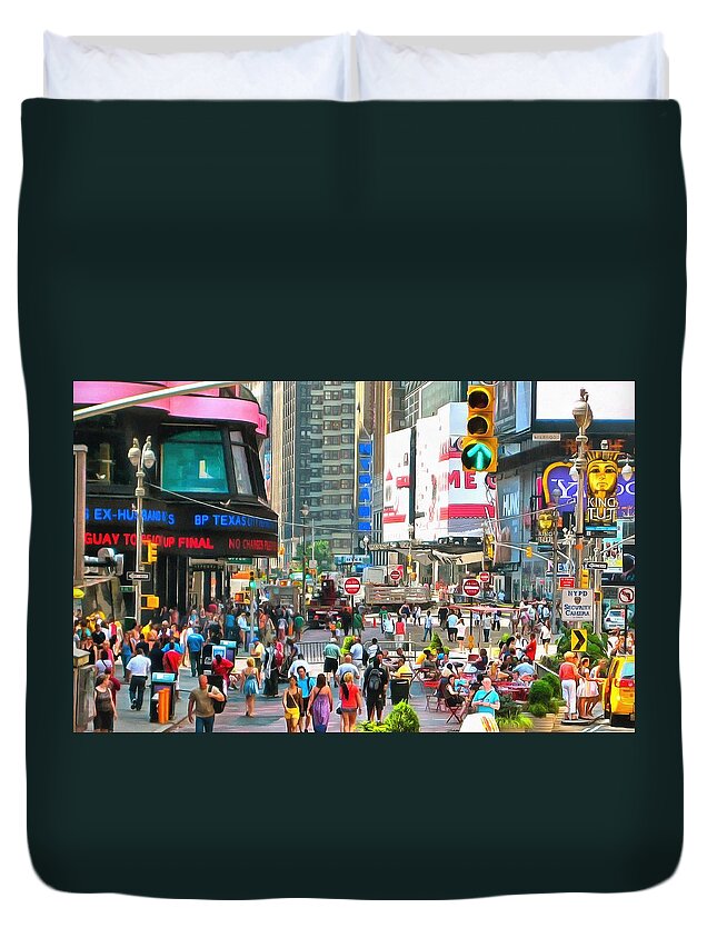 Big Apple Duvet Cover featuring the photograph Times Square New York by Mick Flynn