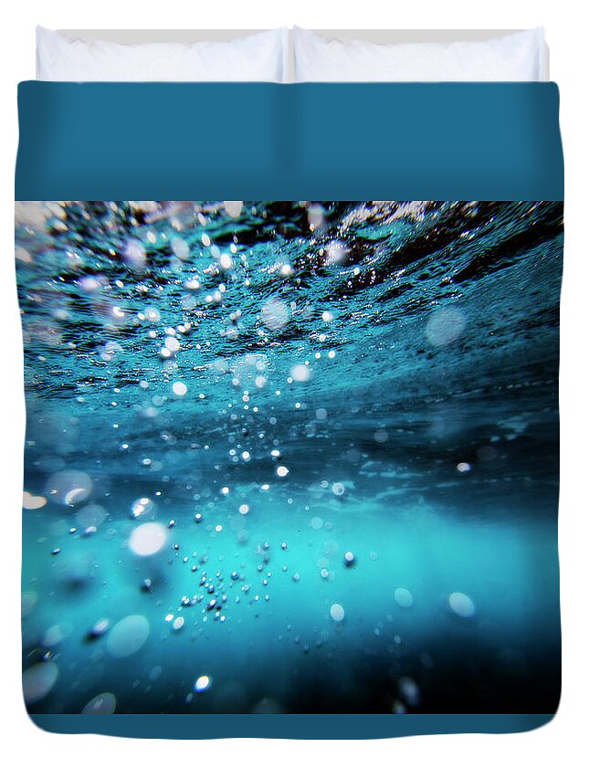 Underwater Duvet Cover featuring the photograph Underwater Bubbles #1 by Subman