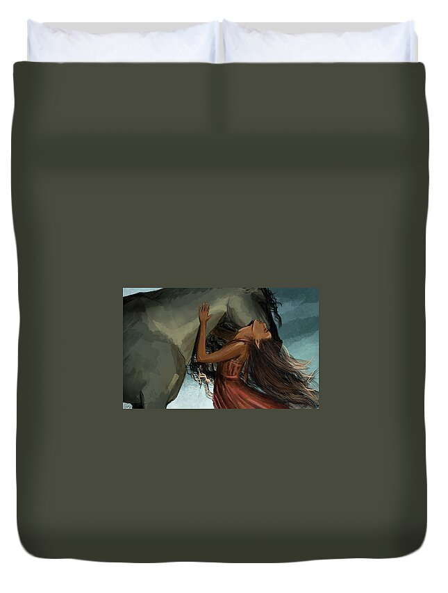 Girl Duvet Cover featuring the digital art Unity #2 by Kate Black