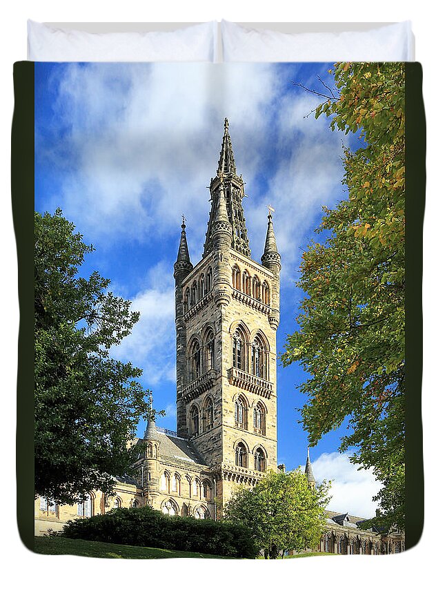  Duvet Cover featuring the photograph University of Glasgow #1 by Grant Glendinning