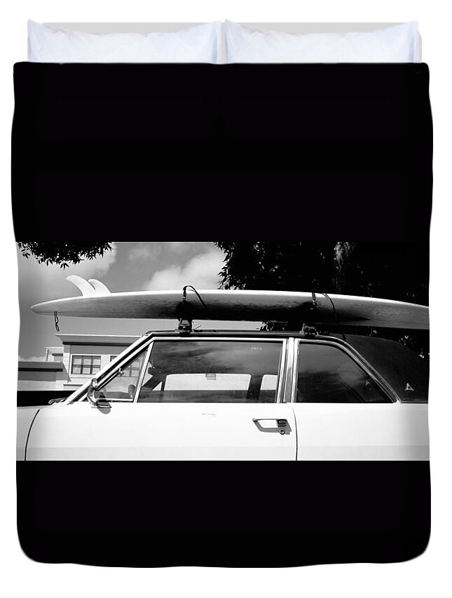 Photography Duvet Cover featuring the photograph Usa, California, Surf Board On Roof #1 by Panoramic Images