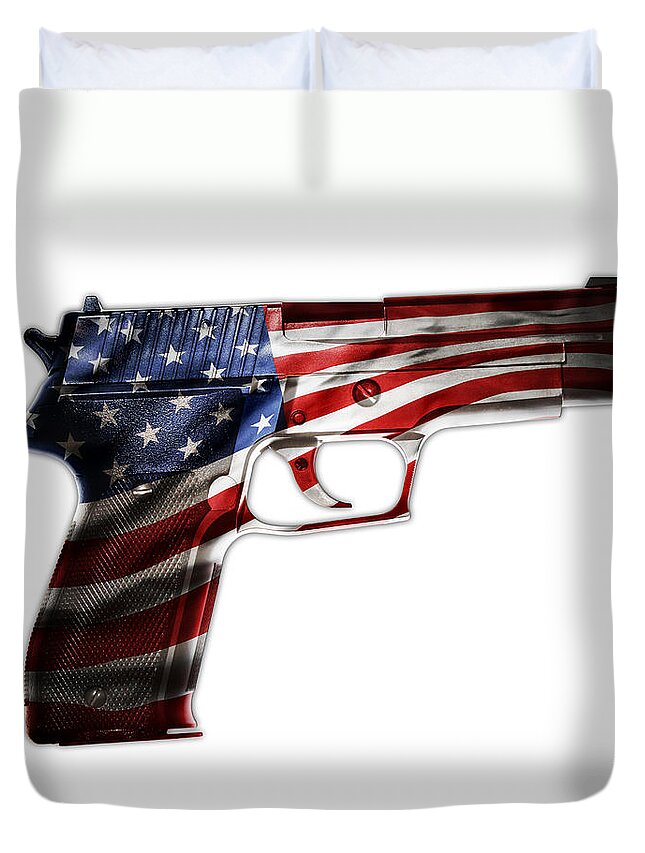 Firearm Duvet Cover featuring the photograph USA gun 1 #1 by Les Cunliffe