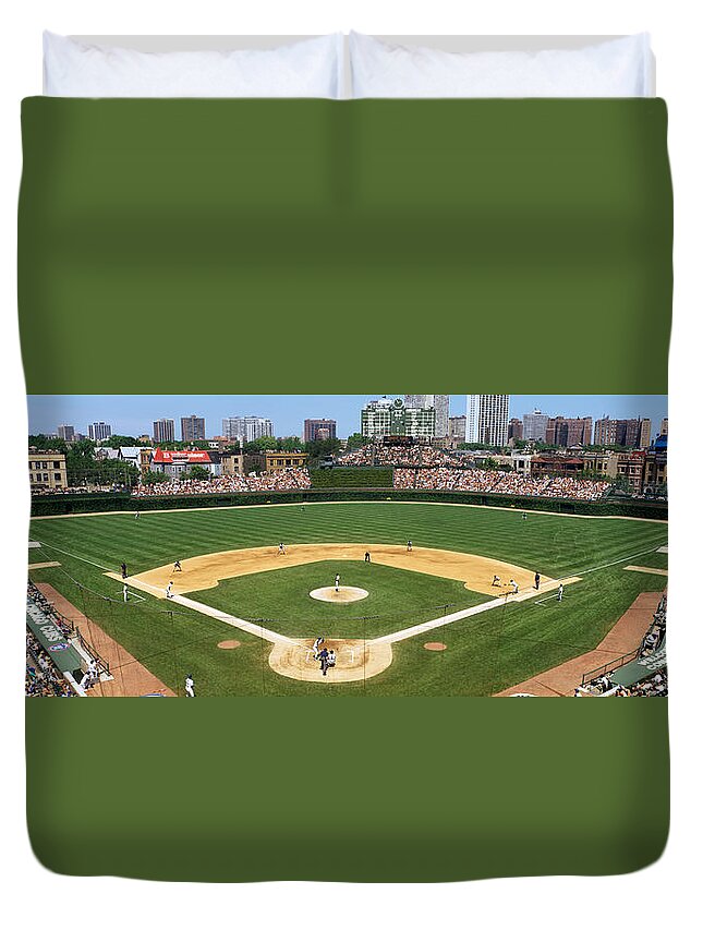 Photography Duvet Cover featuring the photograph Usa, Illinois, Chicago, Cubs, Baseball by Panoramic Images