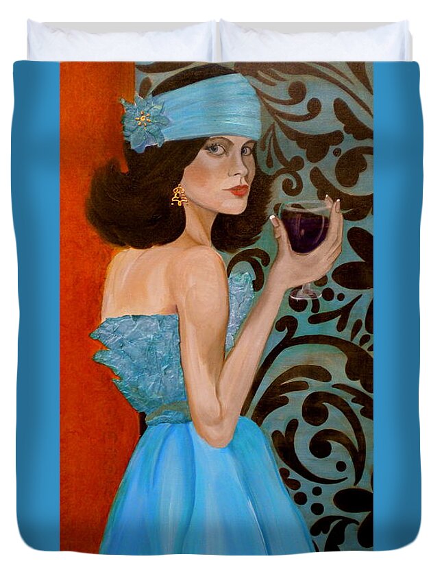 Woman Duvet Cover featuring the painting Veronica by Debi Starr